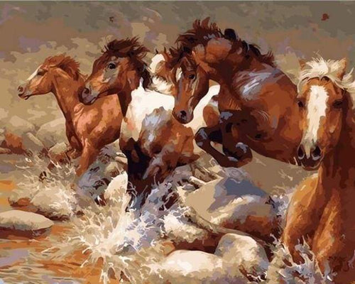Dipingere con i numeri - Cavalli Che Attraversano Il Fiume