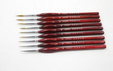 Carica l&#39;immagine nel visualizzatore di Gallery, Set di 9 pennelli professionali in legno rosso