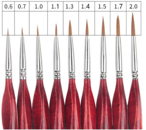 Set di 9 pennelli professionali in legno rosso