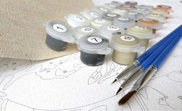 Pittura Ad Olio Per Numeri Yeesam Art – Gufo Di Notte Su Tela 40,6x50,8 Cm, Kit Completo Per Adulti E Bambini