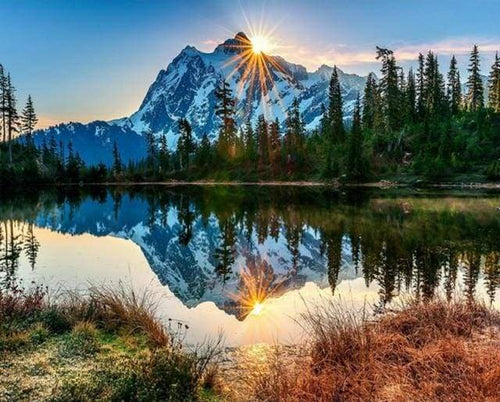 Dipingere con i numeri - Riflesso Della Montagna Nel Lago