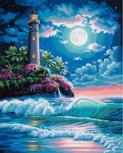 Carica l&#39;immagine nel visualizzatore di Gallery, Dipingere con i numeri - Faro Sotto La Luna Piena