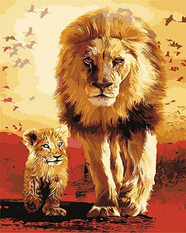 Dipingere con i numeri - Leone E Cucciolo