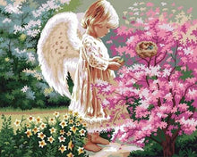Carica l&#39;immagine nel visualizzatore di Gallery, Dipingere con i numeri - Piccolo Angelo E Cespuglio Di Fiori