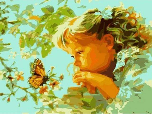Dipingere con i numeri - Bambina E Farfalla