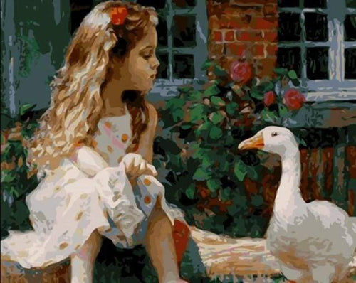 Dipingere con i numeri - Bambina E Anatra