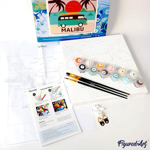 Mini Kit da Dipingere con i Numeri 20x20cm con cornice Fenicotteri Tropicali