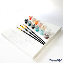 Carica l&#39;immagine nel visualizzatore di Gallery, Mini Kit da Dipingere con i Numeri 20x20cm con cornice Famiglia di Pinguini nella Neve