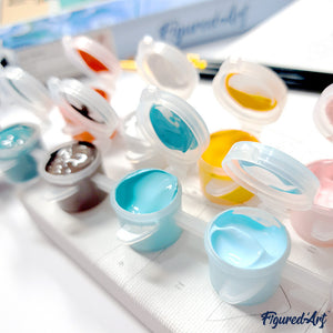 Mini Kit da Dipingere con i Numeri 20x20cm con cornice Pappagalli Pop Art Astratti