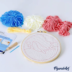 Punch Needle Kit Flower Cat