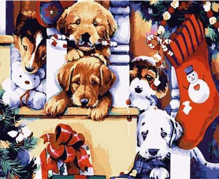 Dipingere con i numeri - Cuccioli A Natale
