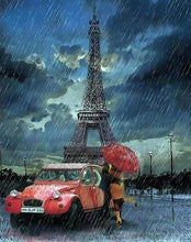 Carica l&#39;immagine nel visualizzatore di Gallery, Dipingere con i numeri - Torre Eiffel Romantica Sotto La Pioggia