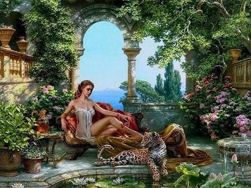 Dipingere con i numeri - Donna Sdraiata E Leopardo