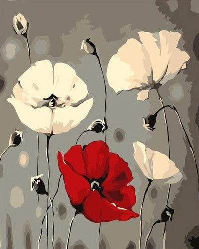 Dipingere con i numeri - Fiori Rossi E Bianchi