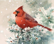 Carica l&#39;immagine nel visualizzatore di Gallery, Dipingere con i numeri - Uccello Rosso Nella Neve