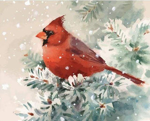 Dipingere con i numeri - Uccello Rosso Nella Neve