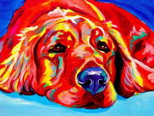 Dipingere con i numeri - Cane Rosso Sdraiato Sul Pavimento