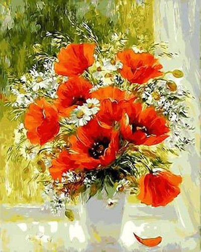 Dipingere con i numeri - Fiori Rossi E Margherite