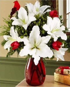Dipingere con i numeri - Vaso Rosso E Fiore Bianco