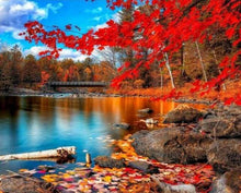 Carica l&#39;immagine nel visualizzatore di Gallery, Dipingere con i numeri - Fiume E Foresta D&#39;Autunno