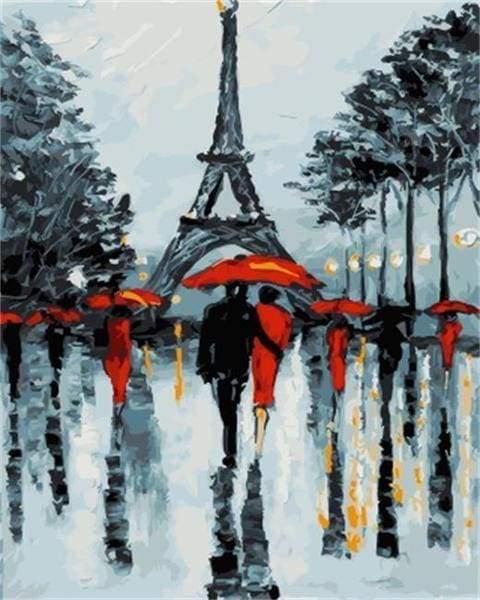 Dipingere con i numeri - Coppie Romantiche Vicino Alla Torre Eiffel