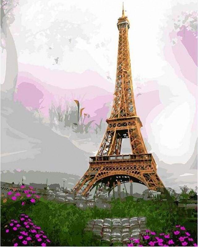 Dipingere con i numeri - Romantica Torre Eiffel Con Fiori