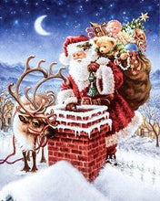 Carica l&#39;immagine nel visualizzatore di Gallery, Dipingere con i numeri - Babbo Natale E Renne