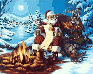 Dipingere con i numeri - Babbo Natale Si Scalda Al Fuoco