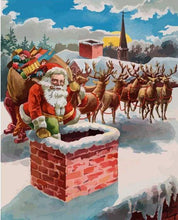 Carica l&#39;immagine nel visualizzatore di Gallery, Dipingere con i numeri - Babbo Natale Nel Caminetto