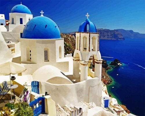 Dipingere con i numeri - Santorini Blu E Bianca