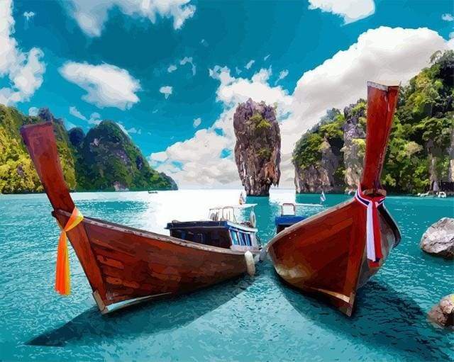 Dipingere con i numeri - Piccole Barchette In Asia