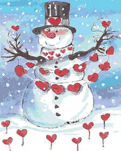 Carica l&#39;immagine nel visualizzatore di Gallery, Dipingere con i numeri - Pupazzo Di Neve E Cuori Rossi