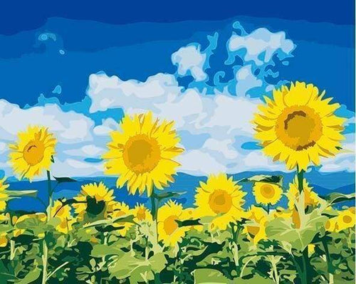 Dipingere con i numeri - Girasoli E Cielo Blu