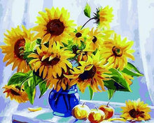 Carica l&#39;immagine nel visualizzatore di Gallery, Dipingere con i numeri - Girasoli In Un Vaso Blu E Frutti
