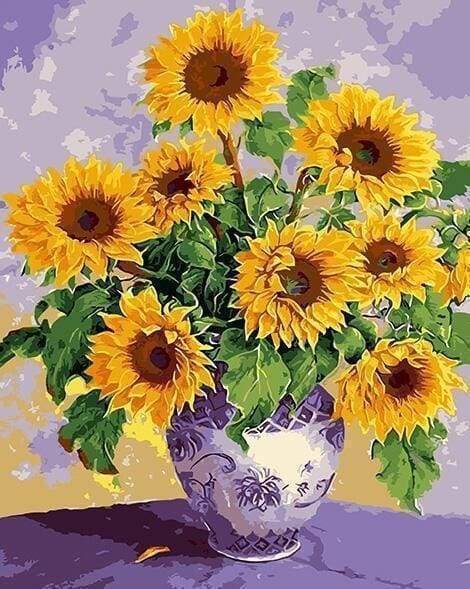 Dipingere con i numeri - Girasoli In Vaso Antico