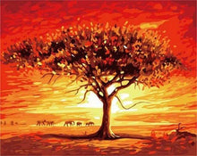 Carica l&#39;immagine nel visualizzatore di Gallery, Dipingere con i numeri - Tramonto Ed Elefanti