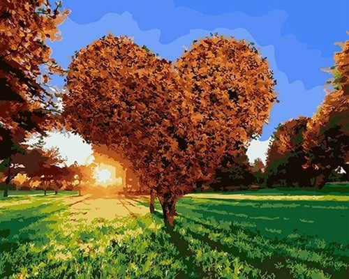Dipingere con i numeri - Tramonto E Albero Del Cuore