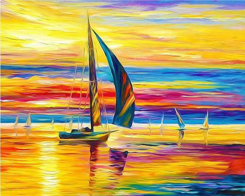 Dipingere con i numeri - Vista Sul Mare Al Tramonto