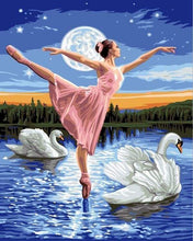 Carica l&#39;immagine nel visualizzatore di Gallery, Dipingere con i numeri - Lago Dei Cigni E Luna Piena