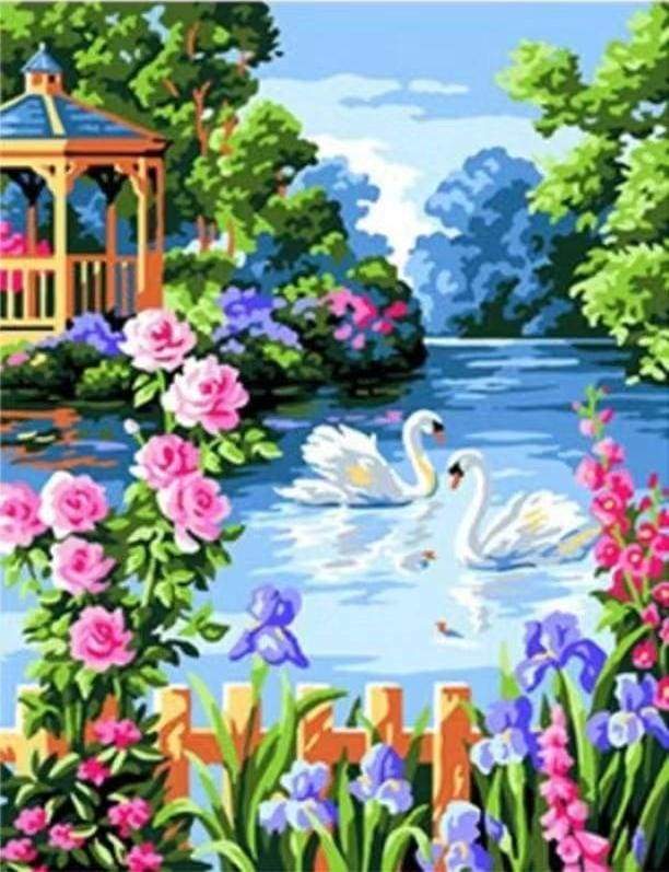 Dipingere con i numeri - Il Lago Dei Cigni In Una Giornata Di Sole