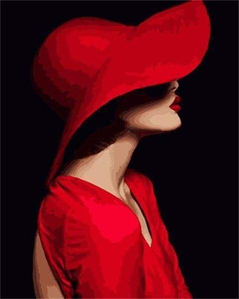 Dipingere con i numeri - La Signora Con Un Cappello Rosso