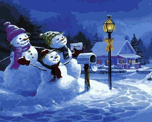 Dipingere con i numeri - Tre Pupazzi Di Neve