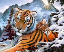 Carica l&#39;immagine nel visualizzatore di Gallery, Dipingere con i numeri - Tigri Nella Neve