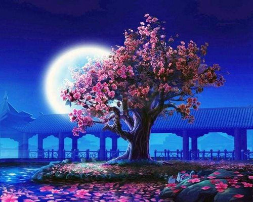 Dipingere con i numeri - Albero E Grande Luna