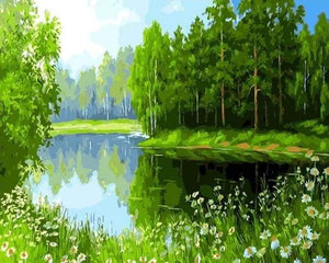 Dipingere con i numeri - Alberi Vicino Al Lago