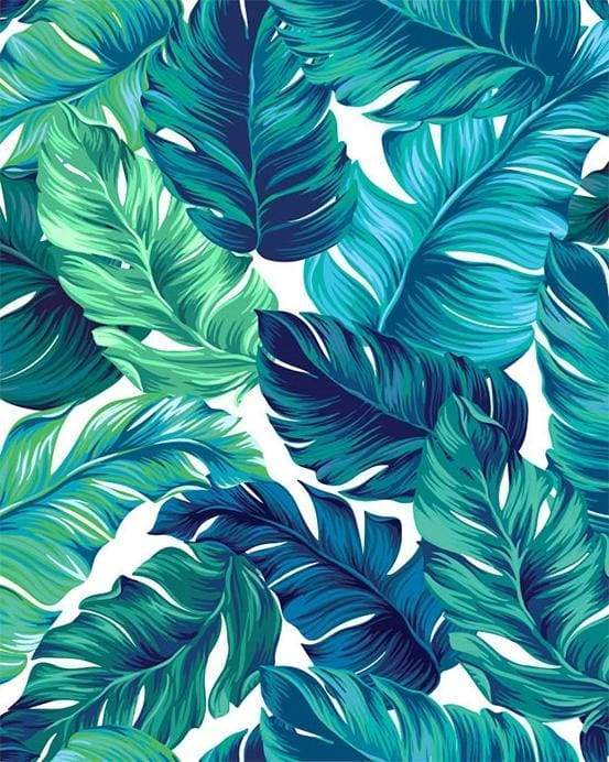 Dipingere con i numeri - Foglie Verdi Tropicali
