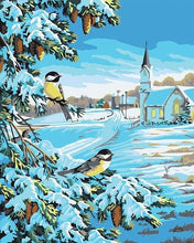 Carica l&#39;immagine nel visualizzatore di Gallery, Dipingere con i numeri - Due Uccelli Nella Neve