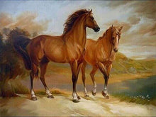 Carica l&#39;immagine nel visualizzatore di Gallery, Dipingere con i numeri - Due Cavalli Sull&#39;Acqua