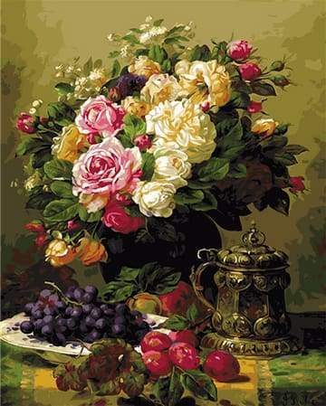Dipingere con i numeri - Vaso Di Fiori E Uva