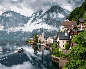 Dipingere con i numeri - Villaggio E Lago Di Montagna
